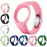 DIKWQAS Ceramic Case Band for Swatch Royal Pop, Pocket Watch Change To Wristwatch, Full Protection Bioceramic Watch Case Mod Kit, Watches Replacement Strap, at 3 O'clock (Rose Red)