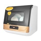 XEJMEOO 110V Countertop Dishwasher, Portable Mini Dishwash with 3 Washing Programs 360° Streak-Free Deep Cleaning Compact Dishwasher for Apartment Office Kitchen