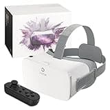 DESTEK V5 VR Headset for Kids & Phone (5.5-7.0in Screen) w/Controller & 128 Premium VR Apps, Touch Button for YouTube VR Movie,110° FOV Anti-Blue Light HD Lenses for iPhone & Samsung - White
