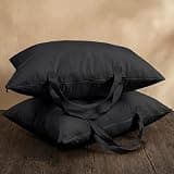 GliCraft 2 Pack 100% Cotton 20"x 26" Black Canvas Travel Pillow Storage Bag with Handles for Home Travel Beddings Comforters Blankets Saree Linens Organizer Thick Soft Breathable Closet Bags