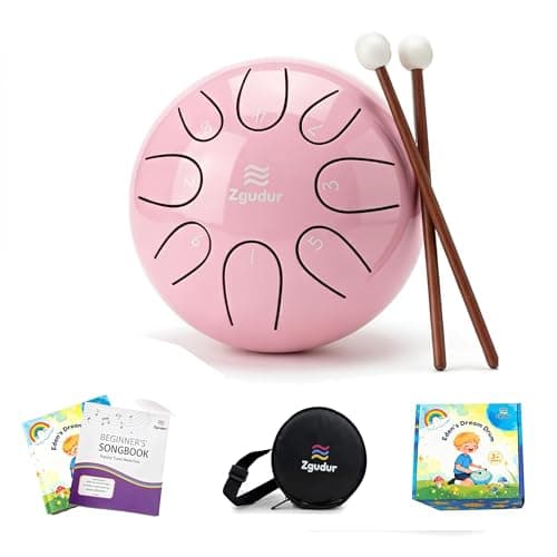 Rain Drum, Steel Drum, Percussion Instrument(Pink, 6-inch 8-Tone)