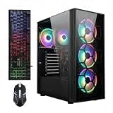 STGAubron Gaming PC Desktop Computer, Ryzen 5 2400G up to 3.9GHz, Radeon RX 580 16G, 16GB DDR4, 512GB SSD, WiFi 6, BT 5.0, RGB Fan x4, Windows 11 Home