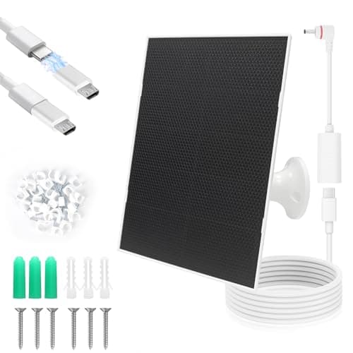 4W Solar Panel for Security Camera,Type C&Micro Solar Panel Charger for Rechargeable Battery Powered Outdoor Camera,Adjustable Mount Solar Panels 9.8ft Cable (1, White 1pac)