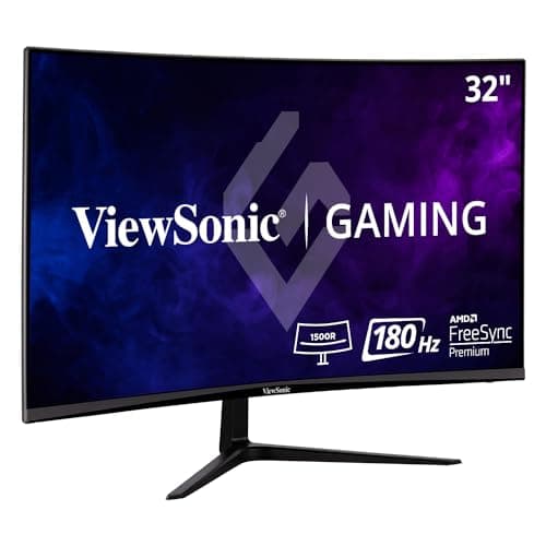 ViewSonic VX3218-PC-MHD 32 Inch 1080p Curved Gaming Monitor, 180Hz and 1ms for Smooth Gameplay, FreeSync Premium and Eye Care Technology, HDMI, and DisplayPort Inputs