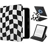 Vane Oak Magnetic Detachable 2-in-1 Stand Case with Anti-Slip Grooves for 7" Kobo Libra 2 (2021 Released), Slim PU Shell Case with Auto Wake/Sleep, Black and White Checkerboard