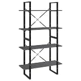 KGHFDVB 4-Tier Book Cabinet Gray 31.5x11.8x55.1 Inches Solid Pine Wood Industrial Bookshelf for Home Office Storage