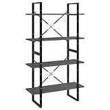 KGHFDVB 4-Tier Book Cabinet Gray 31.5x11.8x55.1 Inches Solid Pine Wood Industrial Bookshelf for Home Office Storage