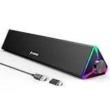 LENRUE Computer Speakers for Desktop,PC Speakers with Single USB for Power and Stereo Sound,Touch Lights Gaming Speakers Sound bar for Desktop PC Laptop(USB-C Adapter Included)