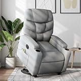 HBFDSFG Power Lift Recliner Chair with 6 Massage Points, Manual 135 Degree Recline, Fabric Upholstered Armchair with Cup Holders and Side Pocket