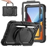 Compatible with Xiaomi Redmi Pad 2 SE 9.7" (2026), Cases with Screen Protector,360 Rotating Stand/Shoulder Straps,Shockproof Case Protective Cover Compatible with Redmi Pad 2 SE 9.7 inch(Black
