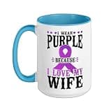 Alzheimer's Dementia Awareness Support Wife Vintage I Wear Ceramic Mug, Blue/White, 15oz