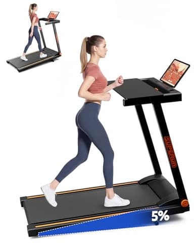 Superun Walking Pad Treadmill with Incline for Home Office, 3-in-1 Under Desk Treadmill with Smart App Control, 300LB Capacity, Quiet Portable Foldable Treadmill for Apartment & Small Spaces