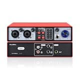 Micfuns 2-in-2-out USB Audio Interface, 32-Bit/384kHz DSP, 48V Phantom Power, Real-Time Monitoring, Red (NMX02)