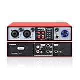 Micfuns 2-in-2-out USB Audio Interface, 32-Bit/384kHz DSP, 48V Phantom Power, Real-Time Monitoring, Red (NMX02)