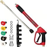 Whimzix 2026 Pressure Washer Gun with Replacement Wand Extension, Adjustable 9–40 Inch, 5 Nozzle Tips, M22 Fittings, Compatible with Pressure Washer Hoses and Quick Connector Accessories