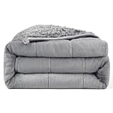 UINIU Ultra-Soft Weighted Blanket 15 lbs for Adults, Plush Sherpa Fleece Reversible Weighted Throw Comfort for Relaxation & Cozy Evenings, Hug-Like Security, Evenly Distributed, W80 x L87, Grey