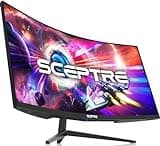 Sceptre 34-Inch Curved Ultrawide WQHD Monitor (3440 × 1440), R1500, up to 180Hz/165Hz, DisplayPort x2, 99% sRGB, 1ms, Built-in Speakers, Machine Black, 2025 (C345B-QUT168)