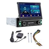 Android 13 Universal Single Din Car Stereo, 2+64GB, 7-inch Retractable Touchscreen Head Unit with Wireless CarPlay Android Auto, GPS Navigation, Wi-Fi, Bluetooth 5.1, FM/RDS Radio
