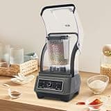 Multifunctional Commercial Blender, Thick Sound Insulation Shield, Adjustable Speed Blending Machine, Countertop Ice Crushing Pitcher, for Cafe Restaurant Bar Home Smoothie Puree Frozen Beverage Prep