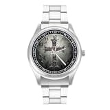 FodPand Mens Stainless Steel 3-Hand Analog Watch Easy Reader 40mm Dial