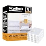 MoJoTools Vacuum Storage Bags - 8 Extra Large Jumbo storage Space Saver Bags (40x31 Inch) for Bedding,Comforters,Blankets,Clothing,Pillows,Jackets,Coats - Vacuum Seal Bags for Home Organization
