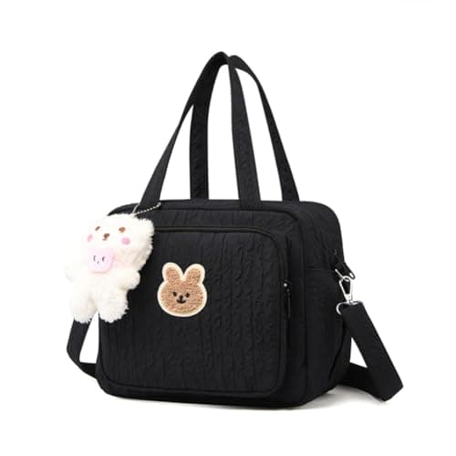 Nappy Changing Bag for Prams With Insulated Pocket - Cute Mommy Diaper Tote for Weekend Travel and Baby Doll Changing (6.7l-black)