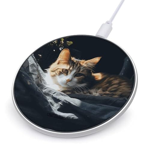 Resting Cat Wireless Charger Portable 10W Fast Wireless Charging Pad Compatible with Phone Ultra-Thin Charging Station Lightweight Charger Mat for Travel Home Office Desk