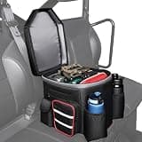 StarknightMT UTV Center Console with Cup Holders, Universal Fit Armrest Bench Seat Storage, Black Oxford Cloth Detachable Waist Bag, Compatible with Ranger, Uforce, Defender, Mule, Pioneer