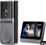 Video Doorbell with Monitor - Video Intercom System with 4.3 Inch 1080P HD Monitor 2.4G Module Connection, No APP and Subscription Fees, Two-Way Audio, Includes a Memory Card Night Vision, for Home