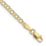 Auriga Fine Jewelry 14K Yellow Gold 3mm Solid Double Link Charm Bracelet 6"