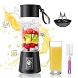 Portable Blender for Shakes and Smoothies - Newly Upgraded 13 Oz Mini Blender with 6 Blades, USB & Type-C Rechargeable, Suit for Making Fresh Juice, Convenient for Travel Sports