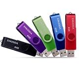 8GB Flash Drive 5 Pack ENUODA Thumb Drives 8GB Swivel Design USB 2.0 Memory Stick Jump Drive Pen Drive for Storage and Backup (5 Colors)