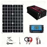 300W Power Inverter Solar Kit, 12V DC to 110V/220V AC Converter with 30A Solar Charge Controller, 18W/36W 18V Solar Panel for Outdoor Camping, Emergency Power Backup, Off-Grid Use (36W-110V)