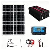 300W Power Inverter Solar Kit, 12V DC to 110V/220V AC Converter with 30A Solar Charge Controller, 18W/36W 18V Solar Panel for Outdoor Camping, Emergency Power Backup, Off-Grid Use (36W-110V)