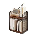 WANGHAI2024M Bookcases Double Layer Iron Desk Storage Organizer, Home Bookshelf Display Rack