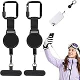 Anti-Theft Phone Lanyard, Retractable Phone Tether with Steel Cable, 27.5” Cord With Secure Locking Clip & 360° Anti-Tangle Design, For Iphone & Smartphones