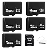 64GB 5-Pack Micro SD Card with 3-in-1 Type-C Card Reader, High Speed TF Memory Card Class 10 UHS-I U3 V30 Flash Memory Card Compatible with Dash Cams, Security Cameras, Gaming Consoles, Smartphones