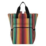 Nesatuwa Full Color Mexican Pattern Diaper Bag Backpack Waterproof Large Capacity Multifunctional Diaper Bags with Insulated Pockets and Stroller Straps Travel Backpack for Baby Girl/Boy