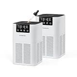 Air Purifier for Home Bedroom, HEPA Air Purifier with Air Quality Display, Quiet Sleep Mode, 3 Speeds, 2/6/12H Timer, 360° Air Intake, Air Filter for Dust, Smoke, Odor, 2Pack, White
