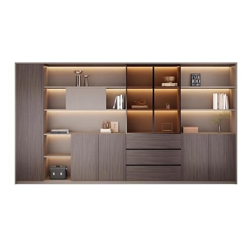 Modern Office File Cabinet with Large Storage Capacity, Wooden Storage Cabinet for Office Documents, Freestanding Filing Cabinet with Organized Compartments for Home & Business Use (D, L 320cm/125in)