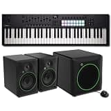 Novation Launchkey 61 MK4 MIDI Keyboard Controller Bundle with Mackie CR8BT 8-Inch Monitors, CR8SBT Subwoofer, and 2 Hosa TRS Cables — 61-Key 2.1 Studio for Music Production, Beat Making, Streaming