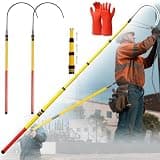 Rescue Telescoping Hot Stick Operating Pole for Substations, Epoxy Resin Portable High Voltage Rescue Hook, Electrical Safety Equipment with 31-Inch Hook(2 Pcs,6m 4-Section 10-220kv)