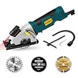 Enventor Mini Circular Saw, 4.8A Electric Circular Saws Corded with Laser Guide, 4000RPM, 3 Saw Blades 3-3/8" Max Cutting Depth 1-1/16", Compact, Power for Wood, Soft Metal, Tile, Plastic