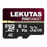 LEKUTAS 32GB Micro SD Card, microSDXC UHS-I Flash Memory Card TF Cards, High Speed 80MB/s, C10, U3, A2, V30, for Full HD, 4K UHD Video Recording