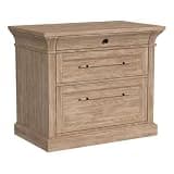 Pemberly Row Traditional Wood 2-Drawer Lateral File Cabinet, Natural Oak Finish, Hardwood Solids and Veneers, Locking Drawer, Full-Extension Ball-Bearing Slides, Home Office or Professional Workspace