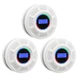 Home Security Protection Device with LCD Digital Display, LED Warning Indicator, 85dB Loud Alarm, Low Battery Alert, Easy Installation for Home, Garage, RV and Office(3 Pack)