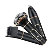 Cordless 3 in 1 Electric Shaving Machine for Men, IPX7 Waterproof Beard Trimmer with Floating Heads, LED Display, USB Rechargeable Grooming Kit for Mustache Nose Hair Sideburns, Travel Lock