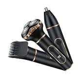 Cordless 3 in 1 Electric Shaving Machine for Men, IPX7 Waterproof Beard Trimmer with Floating Heads, LED Display, USB Rechargeable Grooming Kit for Mustache Nose Hair Sideburns, Travel Lock