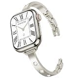 MOINSPIRE Starlight Slim Bands for Women Compatible with Apple Watch 42mm(S3/2/1)/44/45/46/49mm, Stainless Steel Stylish Diamond Bracelet, Dressy Strap for iWatch Series 11/10/9/8/7/6/5/4/3/2/1/SE