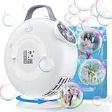 Bubble Machine, Automatic Bubble Blower for Kids Toddlers, 8000+ Bubbles Per Minute, 90° 200° Oscillating Electric Plug-in or Batteries Bubble Maker Toys for Outdoor Birthday Party - White Gray